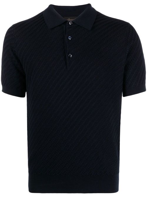 Waffle-knit polo shirt - Blue