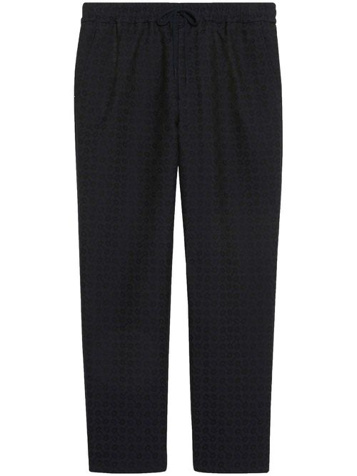Horsebit-jacquard drawstring trousers - Blue
