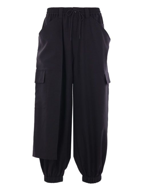 Drawstring-waist cargo pants - Black