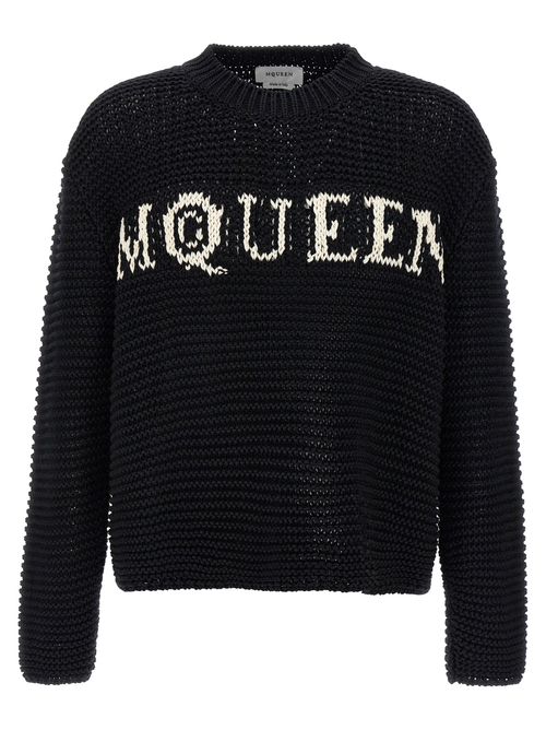 Logo-Embroidered Cotton Sweater — Black