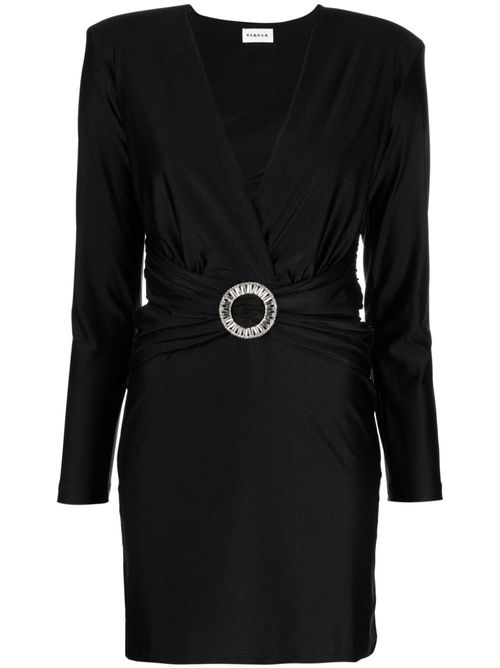 Buckle-detail high-shine finish minidress - Black