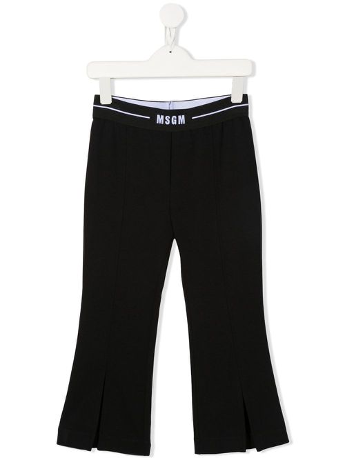 Logo-waist flared jersey trousers - Blue