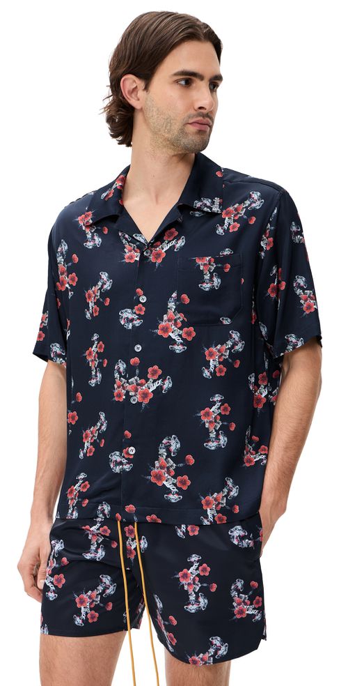 Turbo Floral Button Down Shirt Black/Red/Multi