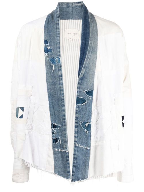 Open-front distressed jacket - White