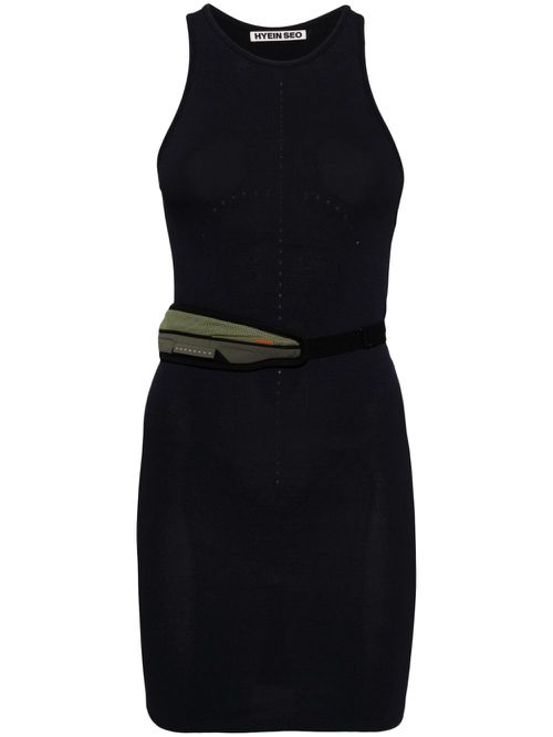Pouch-appliqué tank dress - Blue