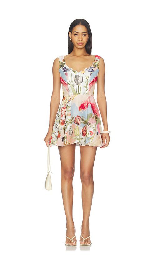 Falguni Shane Peacock Floral Sonata Short Dress in Baby Blue. - S also in XS, M