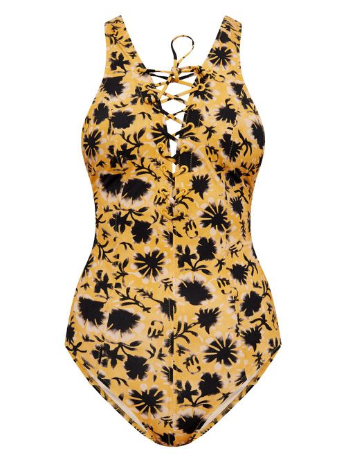 Floral-print swimsuit - Yellow