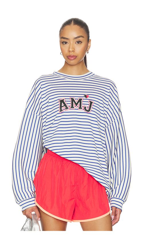 Araminta James Amj Waffle Long Sleeve Tee in Navy. S. Also in XS, M