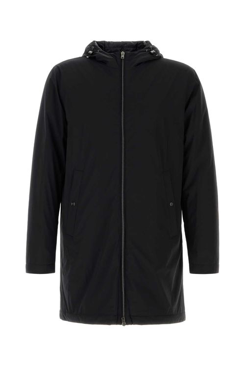 Black Stretch Nylon Parka