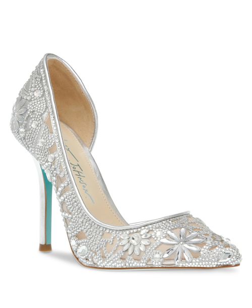 Women's Chic Rhinestone Pumps - Silver