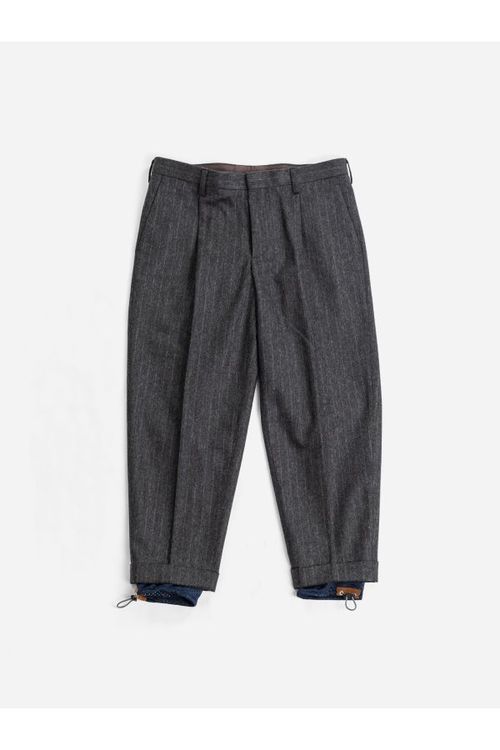 Wool Pinstripe Trousers — Gray
