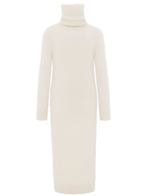 Roll-neck mohair long dress - Neutrals