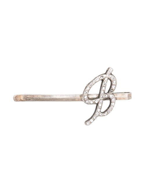 Crystal-embellished logo hair clip - Silver