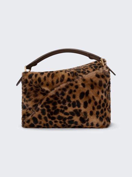 Small Puzzle Edge Bag Leopard Print Shearling