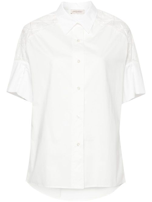 Sheer-panel cotton shirt - White