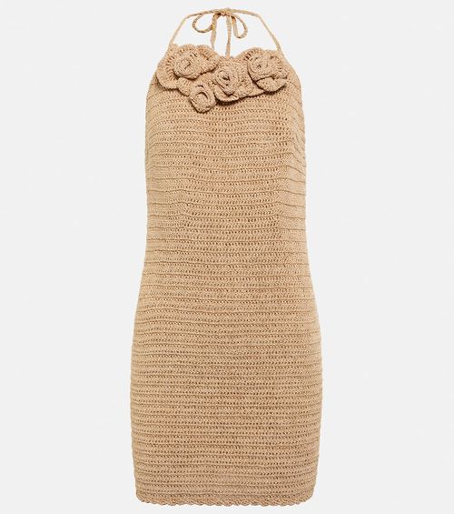 Crochet cotton-blend minidress