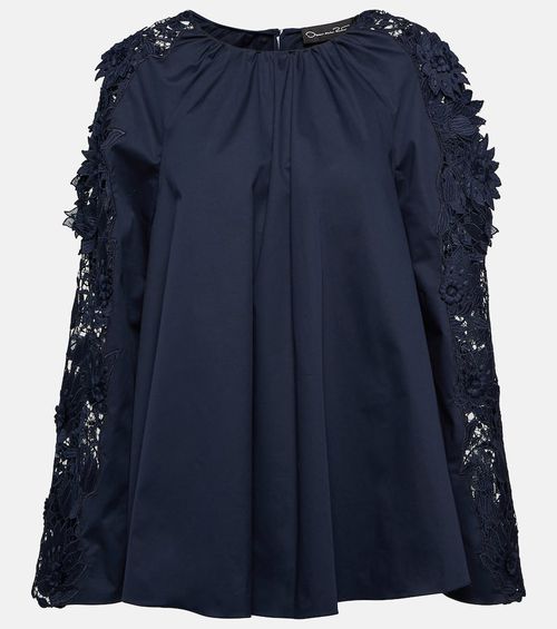 Lace-detail cotton blouse
