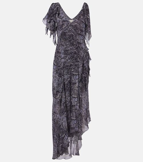 Tylena printed silk georgette ruffled midi dress