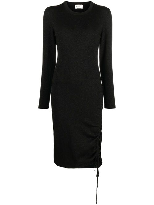 Ruched-detail midi dress - Black