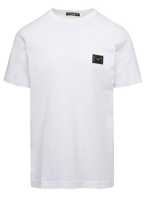 Logo-Embroidered Crew Neck T-Shirt — White