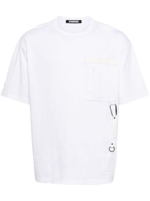 Coordinate-embroidered cotton T-shirt - White