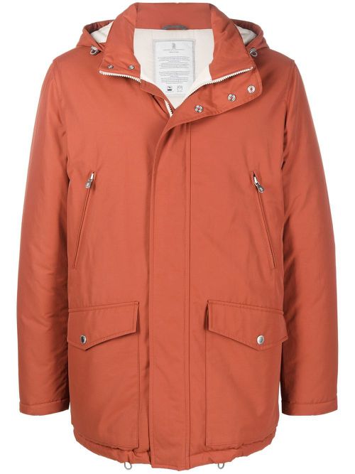 Detachable-hood padded coat - Orange