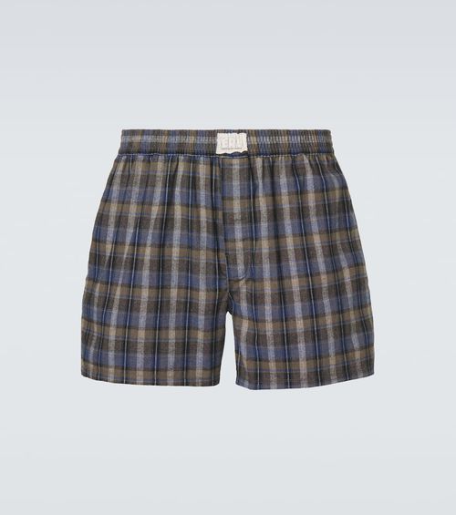 Checked cotton-blend boxers