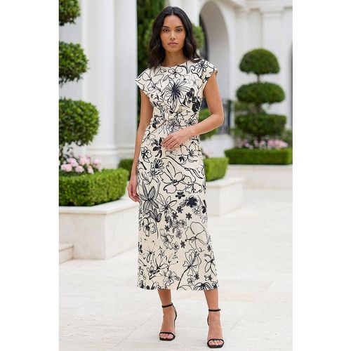 Roman Women's Printed Twist Front Wrap Dress in Ivory