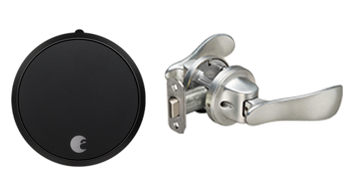 August Smart Lock Pro + Connect with Navis Paddle in Satin Nickel - Dark Gray
