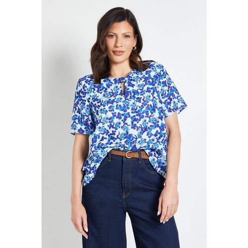 Wallis Womens Floral Print Twist Blouse - Blue