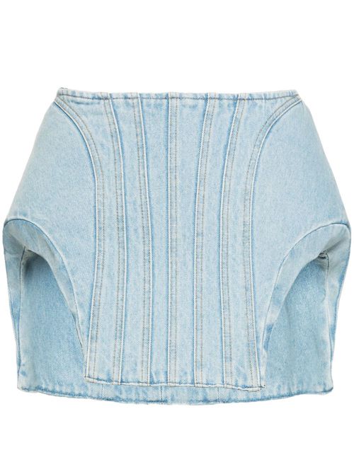 Padded mini denim skirt - Blue
