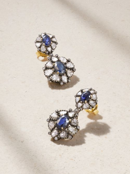 18-karat Gold, Sapphire And Diamond Earrings - One size