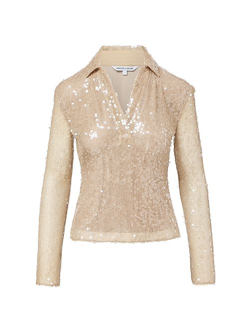 Women's Meryl Sequined Knit Top - Champagne