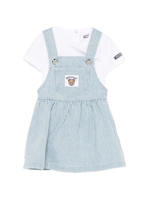 Girls' Mini Striped Pocket Detail Short Sleeve Round Neck Dress