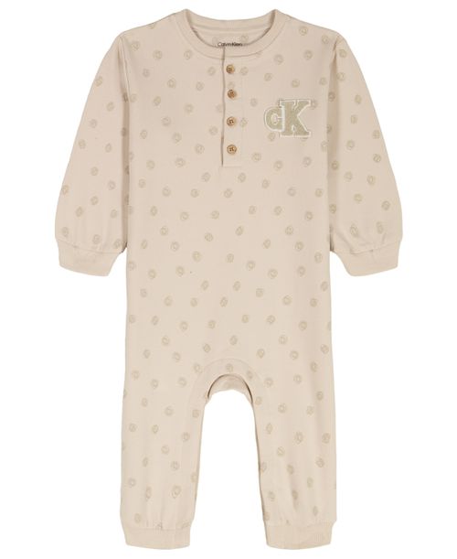 Baby Boys and Girls Crewneck Coverall - Tan