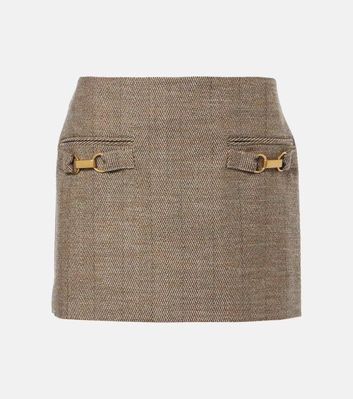 Herringbone wool-blend miniskirt
