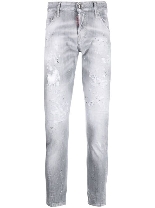 Mid-rise distressed skinny jeans - Grey