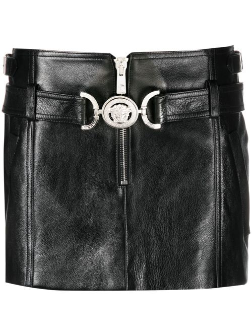 Medusa leather mini skirt - Black
