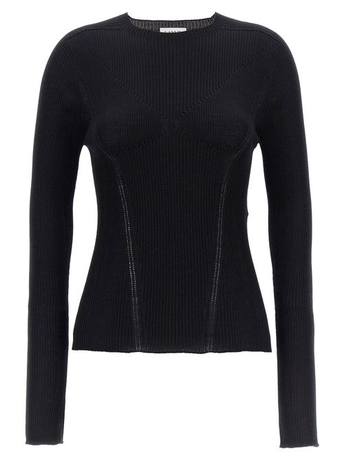 Ribbed Cashmere Blend Sweater — Black