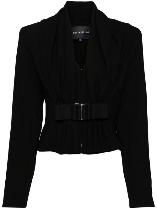 Crepe wool cropped jacket - Black