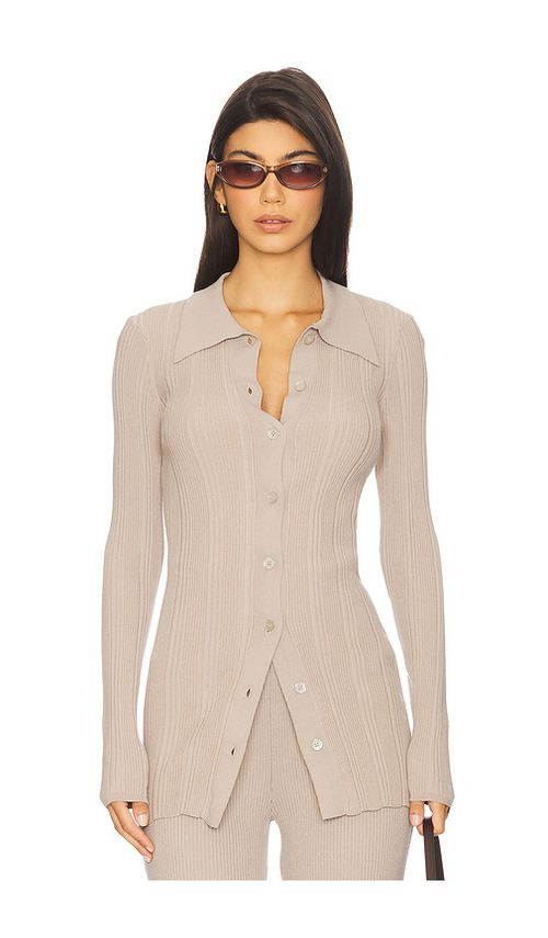 REMAIN Rib Knit Cardigan in Beige.  XL. Also in L, M
