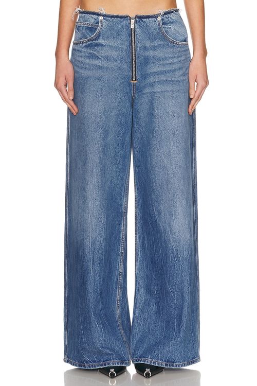 Alexander Wang Surge Low Rise Wide Leg in Vintage Marbled Blue - Blue. 24 also , 26, 27, 28, 29