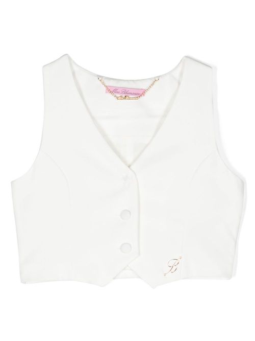 Logo-plaque V-neck gilet - White