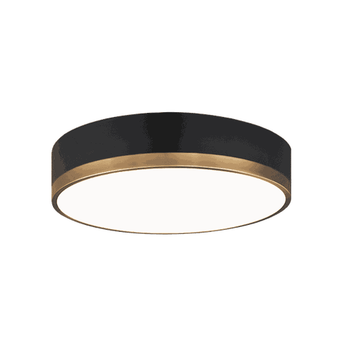 Black & Aged Gold Brass Three Light Ceiling Mount from the Trydor Collection