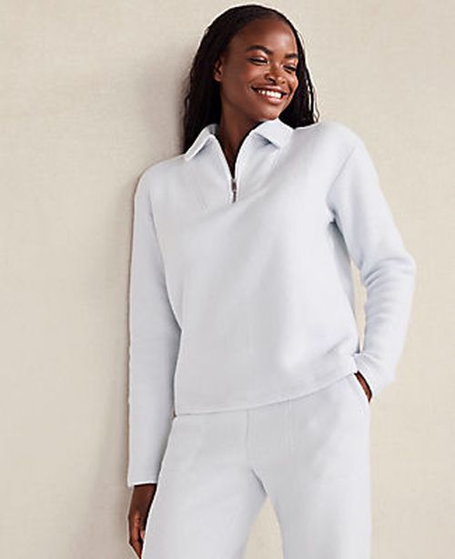 Ann Taylor Haven Well Within Comfort Fleece Quarter-Zip Pullover