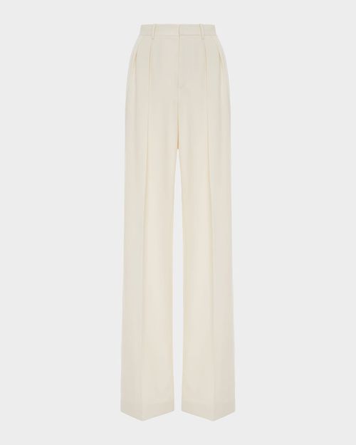 Double-Pleated Wool Bacall Straight-Leg Trousers