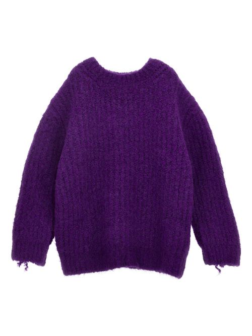 Ribbed knit fringe sweatshirt - Purple