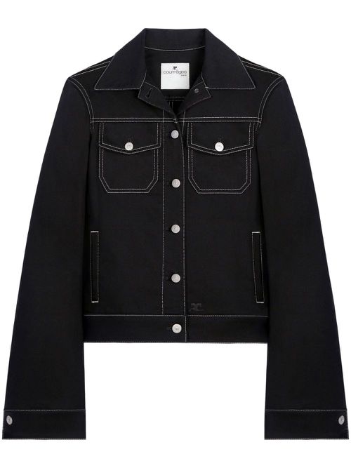 Topstitched denim trucker jacket - Black