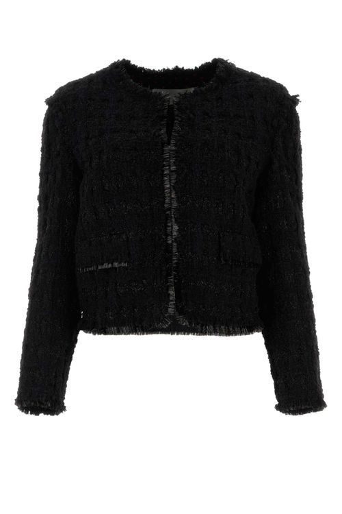 Textured Tweed Blazer — Black