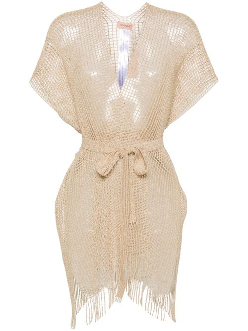Lamé open-knit gilet - Gold